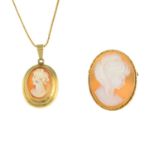 9ct gold shell cameo brooch, hallmarks for 9ct gold, length 3.2cms, 5.3gms.