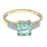 An 18ct gold emerald and diamond ring.Emerald calculated weight 1.02cts,