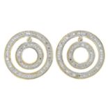 A pair of diamond earrings.Total diamond weight 0.50ct.