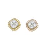 A pair of 18ct gold diamond cluster stud earrings.Estimated total diamond weight 0.40ct.
