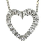 A diamond heart pendant, with chain.Estimated total diamond weight 0.20ct.