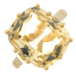 A citrine single-stone ring.French assay marks.Ring size M1/2.