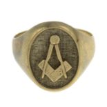 A 9ct gold Masonic signet ring.Import marks for 9ct gold.