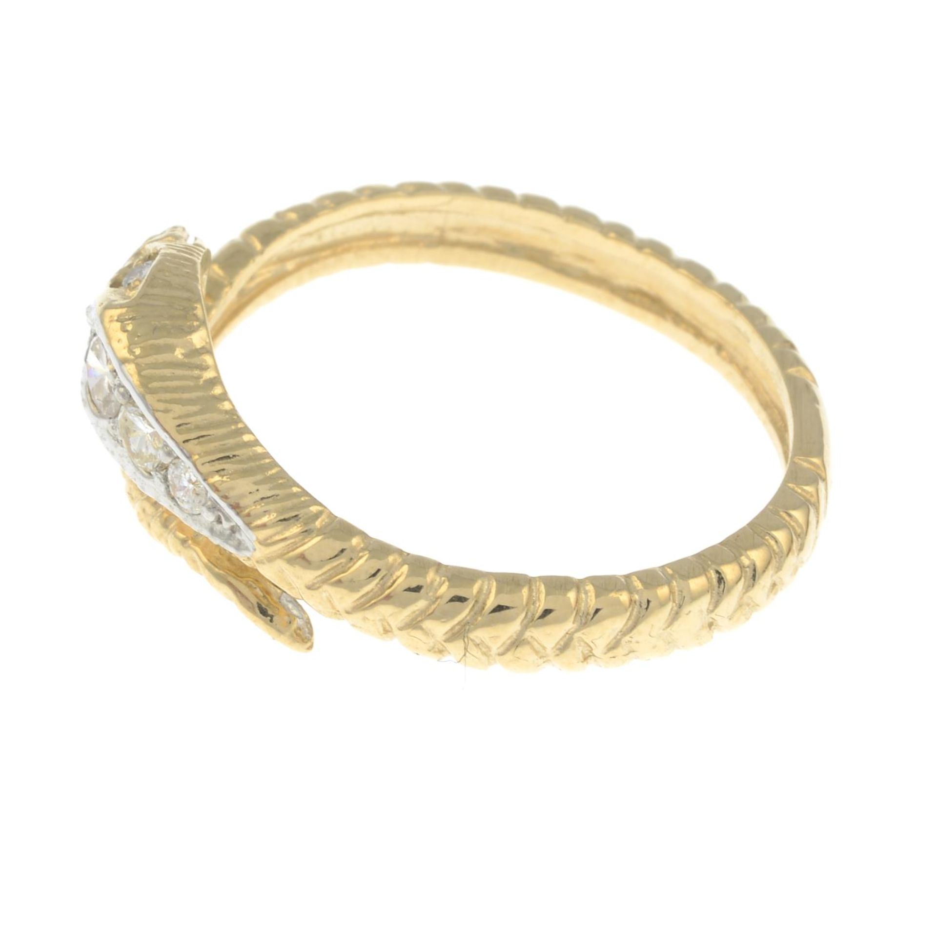 A dress ring, designed as a coiled snake, with diamond crest and eyes. - Image 3 of 3