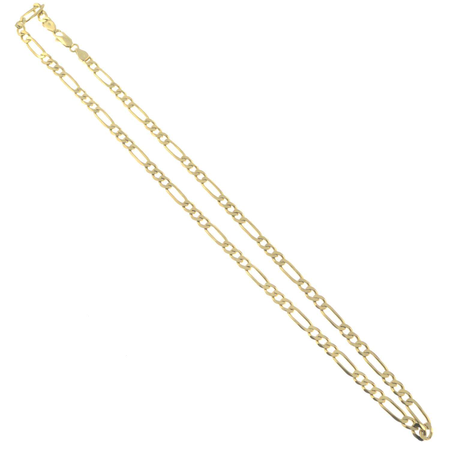A 9ct gold Figaro-link chain.Hallmarks for 9ct gold. - Image 2 of 2