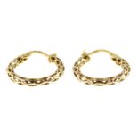 A pair of openwork hoop earrings.Stamped 14Kt.Length 1.9cms.