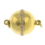 An 18ct gold diamond spherical screw clasp.Estimated total diamond weight 0.20ct.