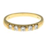 A 9ct gold diamond five-stone ring.Estimated total diamond weight 0.45ct.