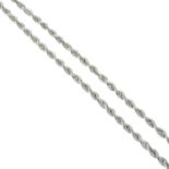 A 9ct gold rope-twist chain.Hallmarks for 9ct gold.