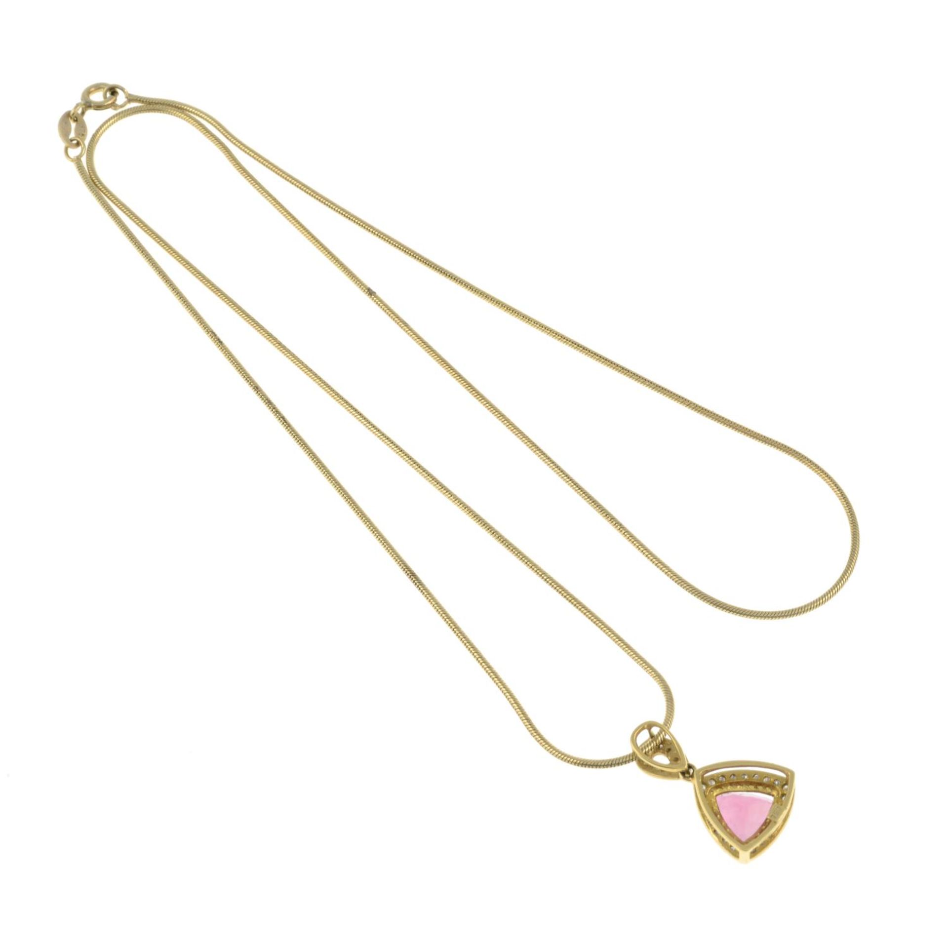 An 18ct gold pink tourmaline diamond pendant, - Image 2 of 2