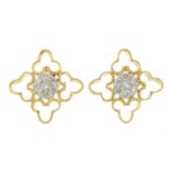 A pair of 14ct gold diamond openwork earrings.Estimated total diamond weight 0.60ct.
