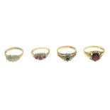 9ct gold diamond dress ring,