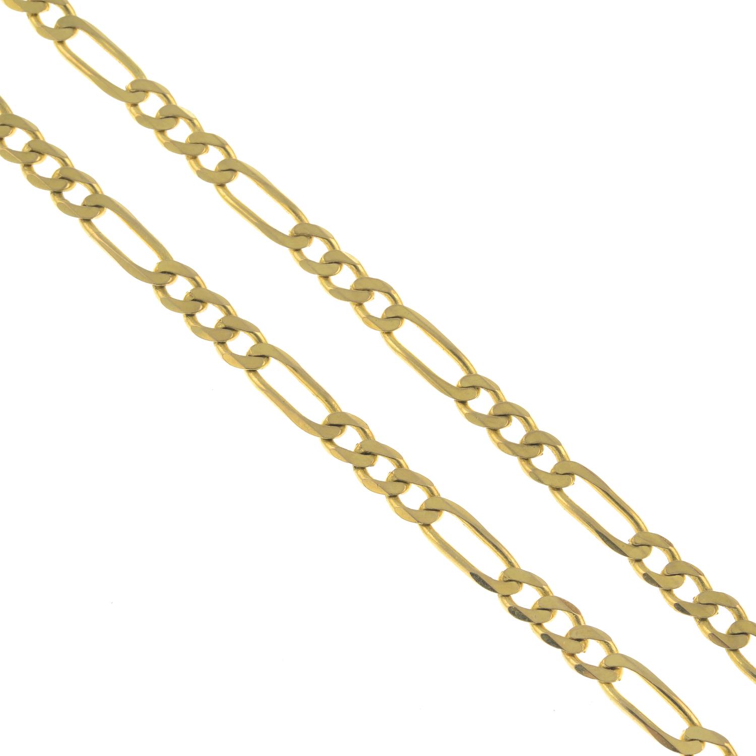 A 9ct gold Figaro-link chain.Hallmarks for 9ct gold.
