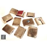 Six hallmarked silver match book covers of various styles with a further plated example with