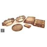 A small parcel lot of continental silver items to include two cigarette cases, one with enamelled