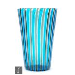 Venini - A post war 'Canne' vase, the slightly tapered cylindrical vase with undulating rim, with
