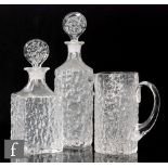 Geoffrey Baxter - Whitefriars - A collection of Glacier range items, comprising a square decanter