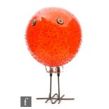 Alessandro Pianon - Vistosi - A Pulcini glass bird circa 1962, with a spherical orange body with