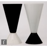 V. Nason & Co. - A pair of later 20th Century monochrome glass vases, each of conical form on an