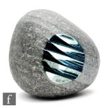 Brian and Jenny Blanthorn - A contemporary art glass grey pebble, of naturalistic form with a