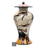 Emma Bossons - Moorcroft Pottery - A vase and cover decorated in the Cranes of Kashmir pattern,
