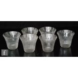 Rene Lalique - A set of six water glasses in the Lotus pattern, No 3406, 1930s, of flared form