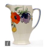 Clarice Cliff & Dolly Cliff - A large Athens shape jug circa 1933, transfer printed and painted with