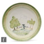 Clarice Cliff - Crayon Scenes - Hiker - A dish form plate circa 1934, hand decorated with a