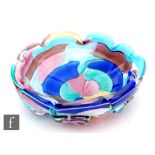 Ermano Toso - Fratelli Toso - A post war glass bowl of circular section with petal edged rim and