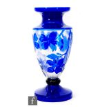 Harrach - An early 20th Century cameo glass vase, circa 1916, of footed baluster form with collar
