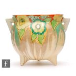 Clarice Cliff - Lydiat - A large cauldron circa 1933, hand painted with a band of stylised flowers