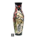 Kerry Goodwin - Moorcroft Pottery - A vase of slender form decorated in the Town of Flowers for