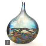 Michael Harris - Isle of Wight - A later 20th Century Nightscape Lollipop glass vase of compressed