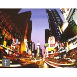 Temper AKA Aaron Bird (B. 1971) - 'Times Square', colour giclee print on canvas, signed in ink and