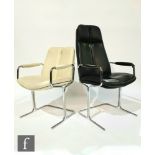 Tim Bates - Pieff Furniture - A black leather upholstered high back group chair with chromium plated