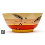 Clarice Cliff - Kelverne - A Havre shape bowl circa 1936, hand painted with stylised leaves over a