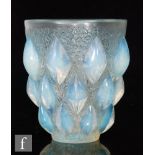 Rene Lalique - A Rampillon vase, number 991, moulded with a repeat pattern of diamond shapes with