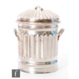 Karel T Bartosek - A small silver hallmarked box in the form of a dustbin, hallmarked for London,