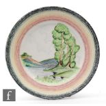 Clarice Cliff - Crayon Scenes - Lake & Trees - A circular plate circa 1934, hand decorated with a