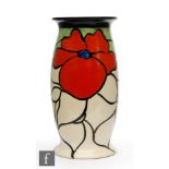 Clarice Cliff - Scarlet Flower - A shape 265 vase circa 1928, hand painted with a stylised red bloom