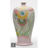 Clarice Cliff - Pink Pearls - A shape 16 vase circa 1936, hand painted with a stylised tree