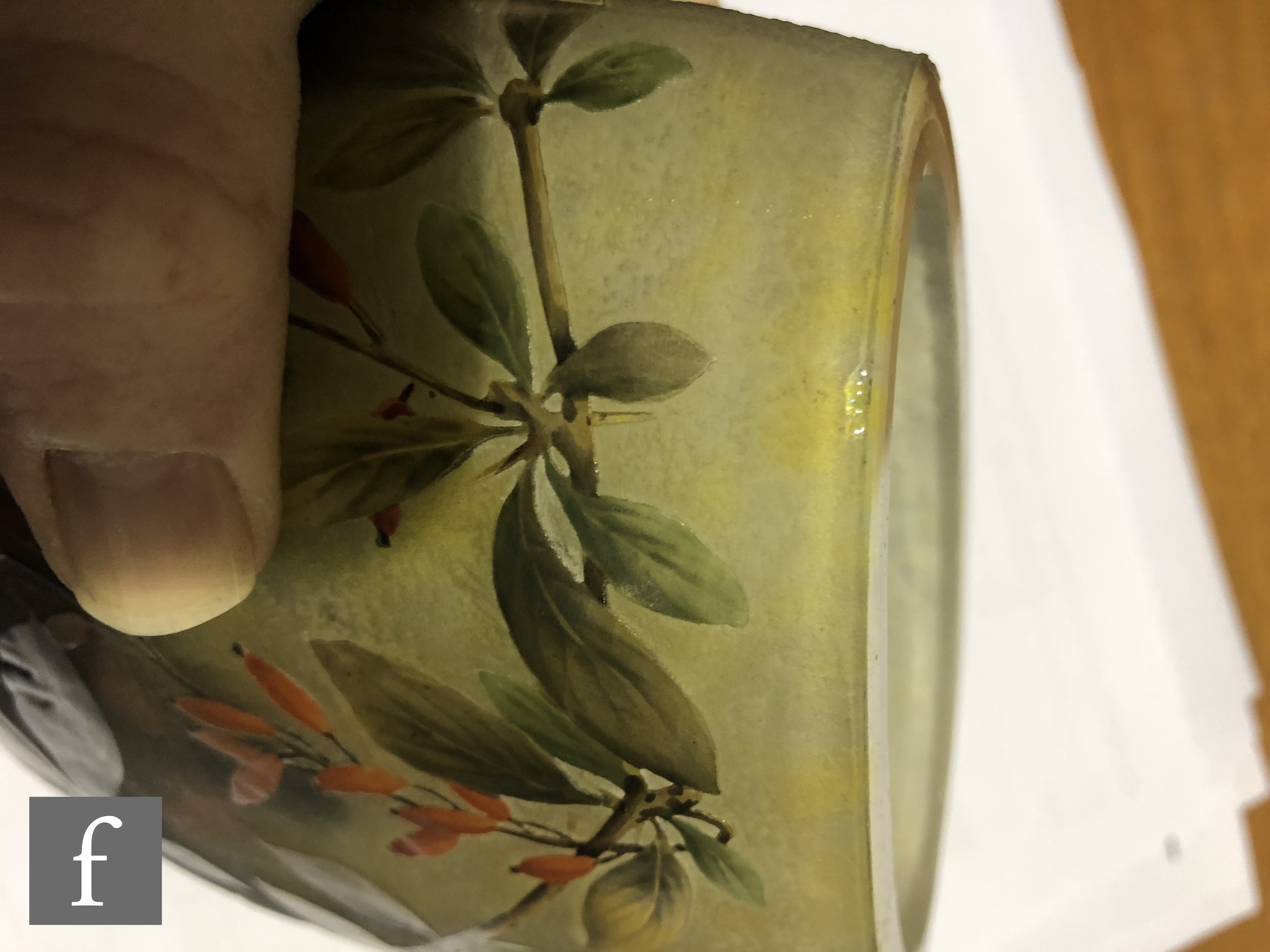 Daum - An early 20th Century cameo glass vase of compressed ovoid form cased in clear over a mottled - Image 2 of 3