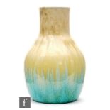 Ruskin Pottery - A crystalline glaze vase of globe and shaft form decorated in a streaked yellow