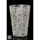 Unknown - A 1930s Continental glass vase of tumbler form, deeply acid etched and engraved with