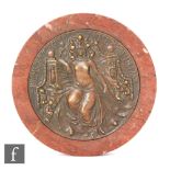 Walter Gilbert - Bromsgrove Guild - A small bronze circular plaque relief moulded with a female
