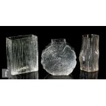 Bengt Edenfalk - Skruf - A collection of three post war glass vases, all moulded with a textured