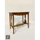 Unknown ? An Arts and Crafts oak rectangular two tier side table with oval cut out decoration to