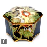 Violet Elmer - Carlton Ware - A 1930s Art Deco hexagonal trinket box decorated in the Explosions