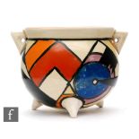 Clarice Cliff - Lightening - A cauldron circa 1930, hand painted with an abstract target and zig zag