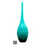 Venini - A 1960s glass vase of bottled form, graduated turquoise cased over opal, acid marked